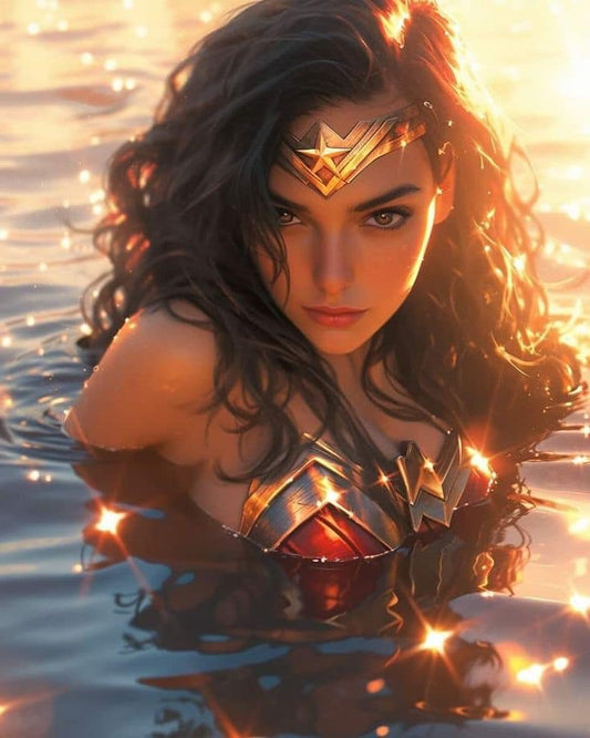 Wonder Woman Water Sunset Print Poster