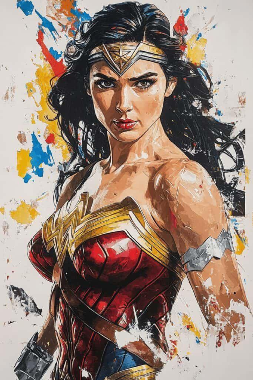 Wonder Woman Paint Splatter Art 492 Keychain