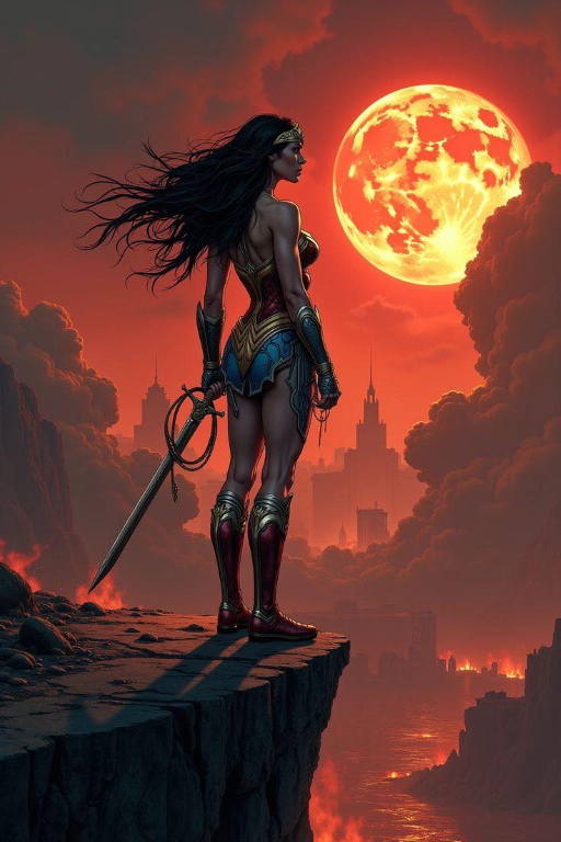 Wonder Woman Red Moon Cliff Jigsaw Puzzle
