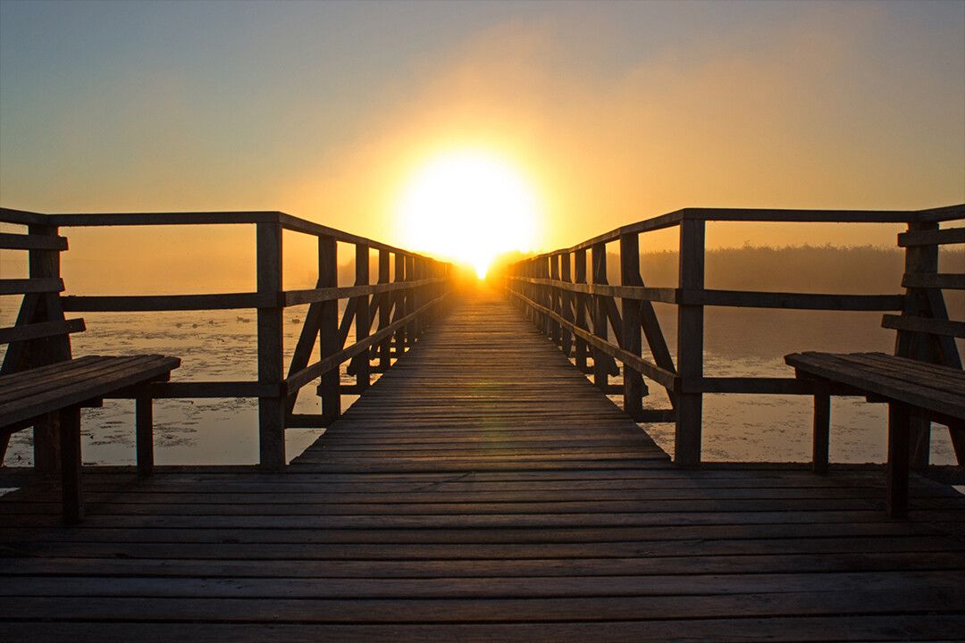 Wooden Sea Dock On Sunset Art Wall Decor Poster
