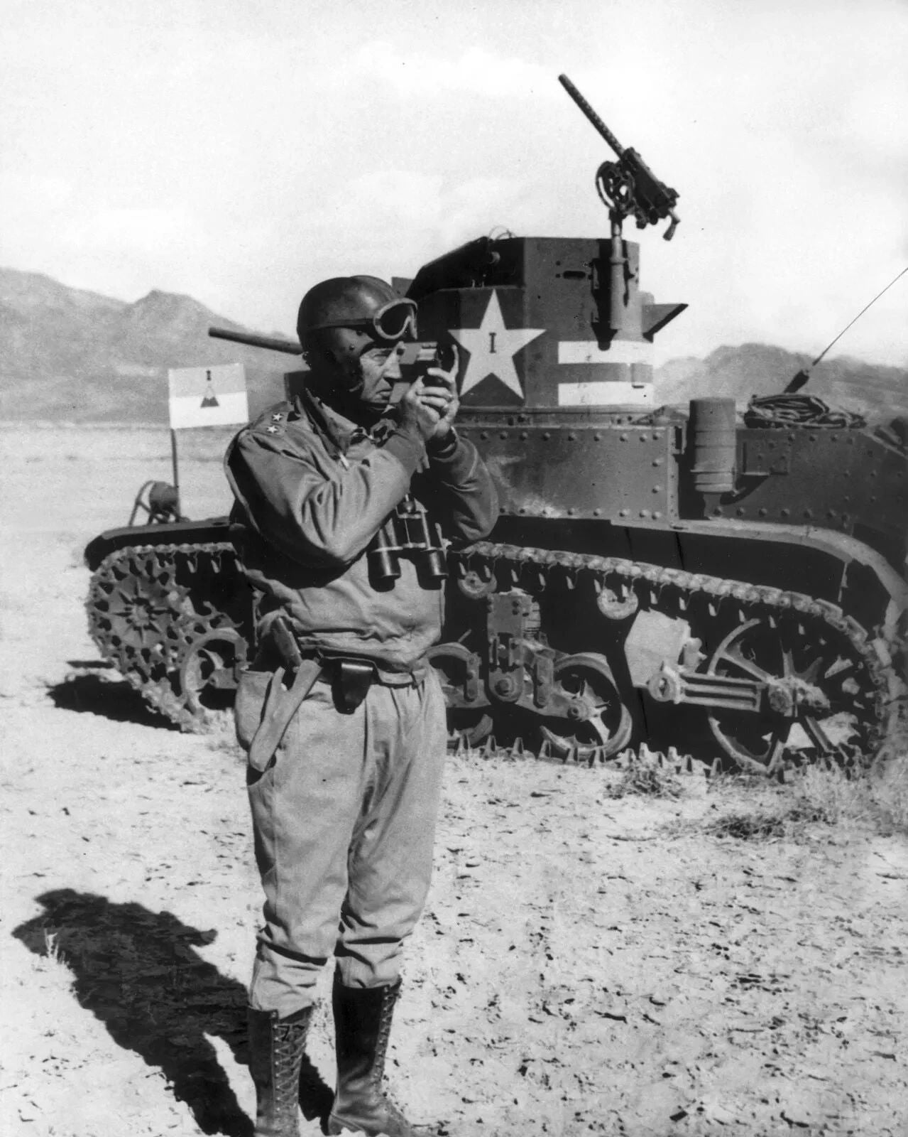 World War 2 Army General George S. Patton & M2 Tank Picture Magnet Print