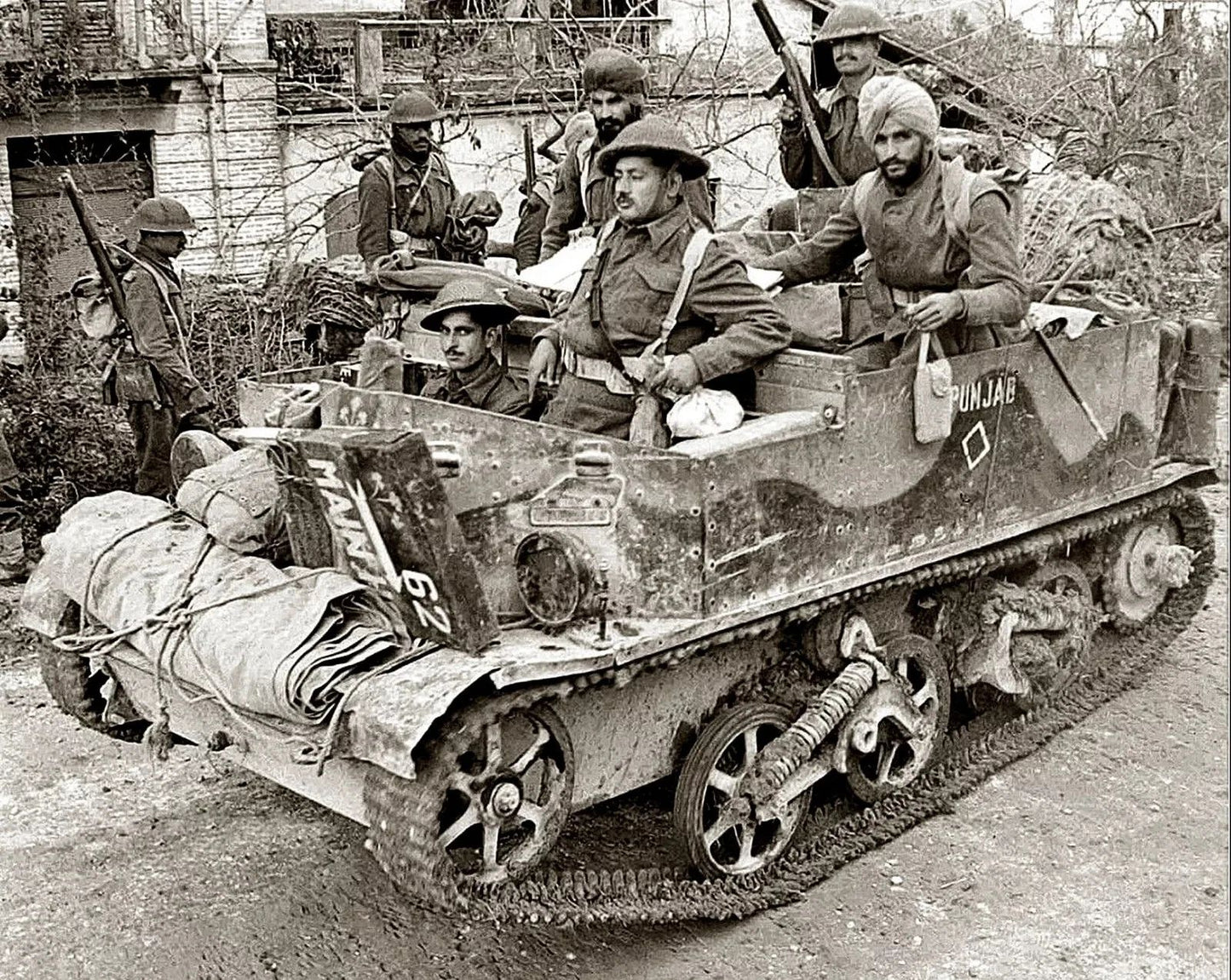 World War 2 Ww2 1943 Indian Infantry Brigade On A Tank Picture Photo