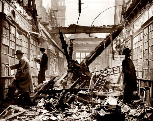 World War 2 Ww2 Library Patrons In Bombing Aftermath Historic Picture Photo