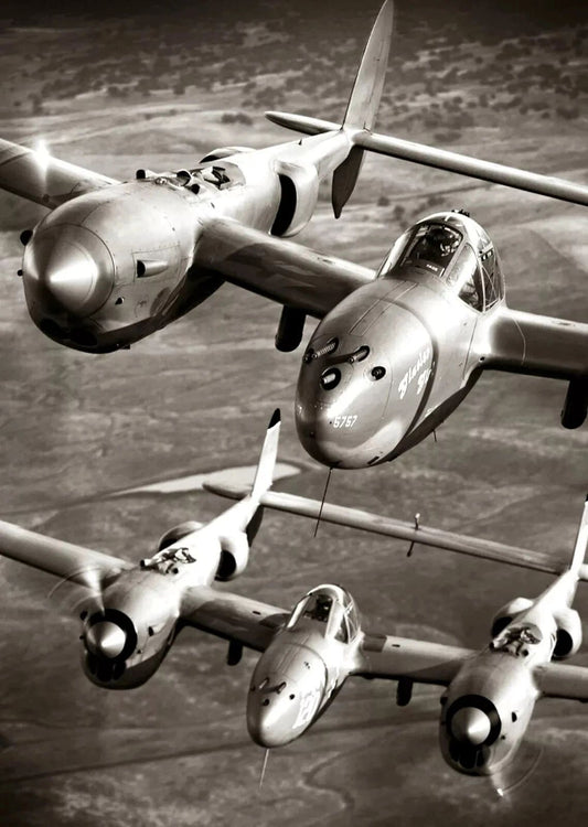 World War 2 Ww2 P 38 Lightning Fighters Propellor Planes Picture Photo