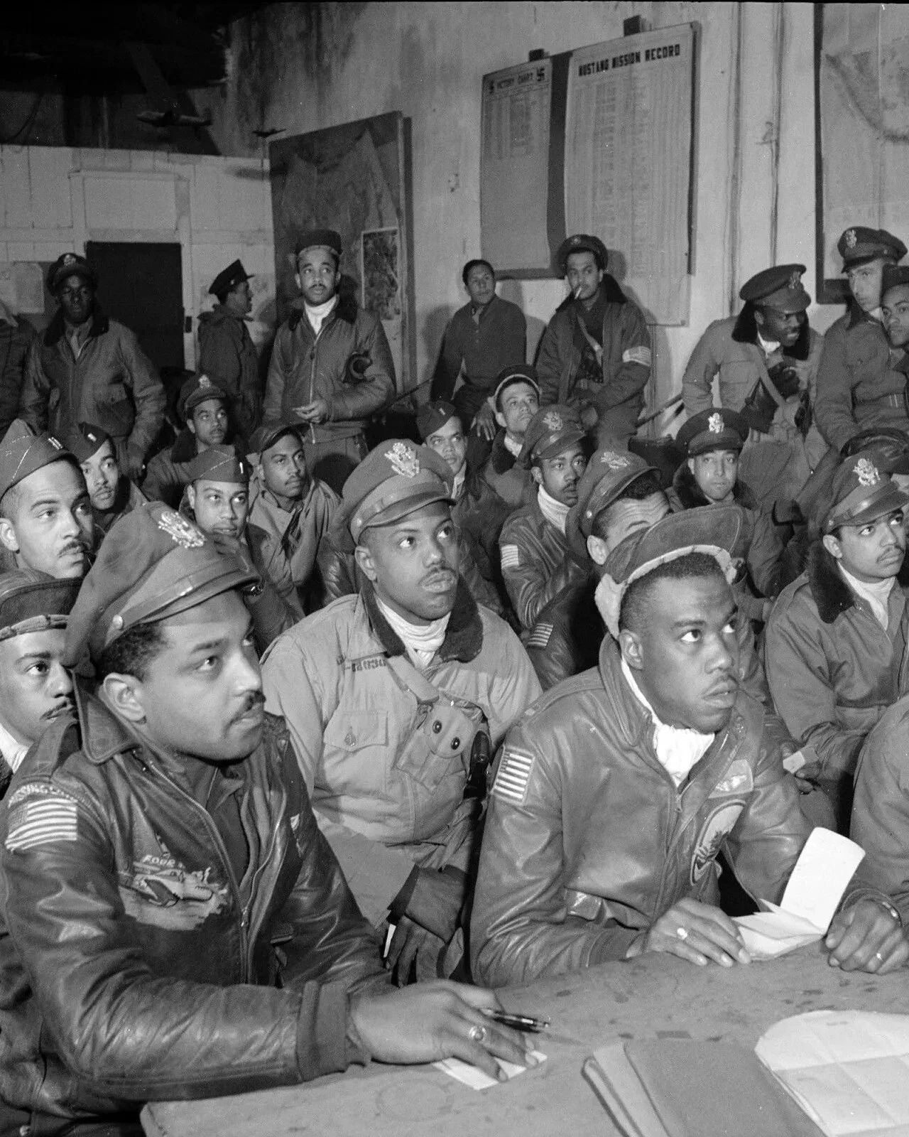 World War 2 Ww2 Tuskegee Airmen Pre Flight Briefing Retro Picture Photo