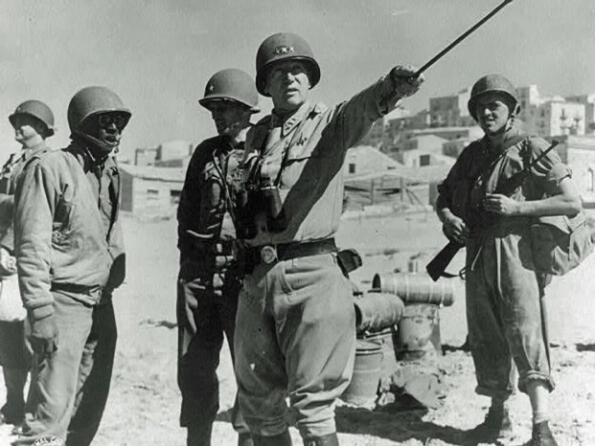 World War Ii General George S. Patton With His Men Picture Keychain Print
