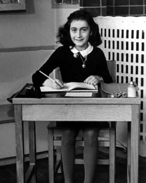 World War Ii Victim Anne Frank Glossy Keychain Famous Portrait Print