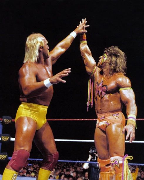 Wrestlers Hulk Hogan Vs Ultimate Warrior Glossy Sketch Photo Wrestlemania 6