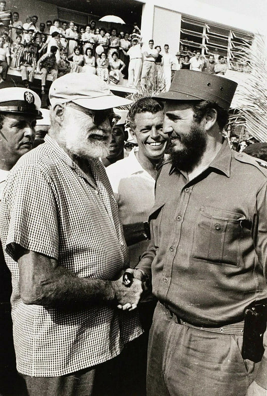 Writer Ernest Hemingway & Cuban President Fidel Castro In Havana 8 X 10 Photo