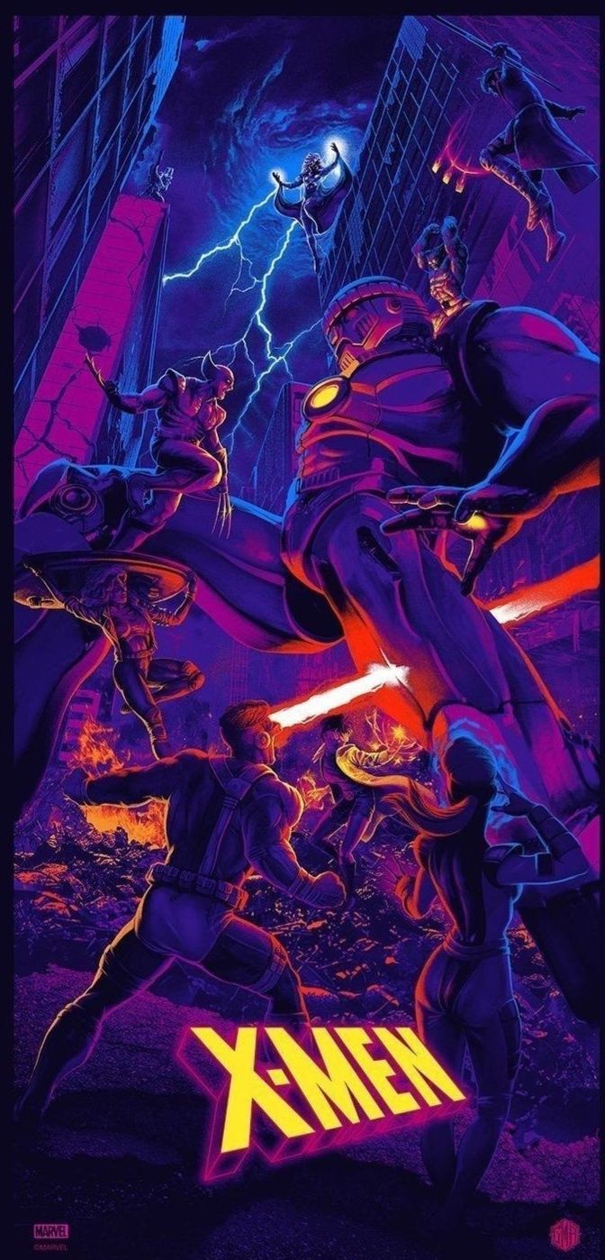X Men Battle Urban Scene Print Poster