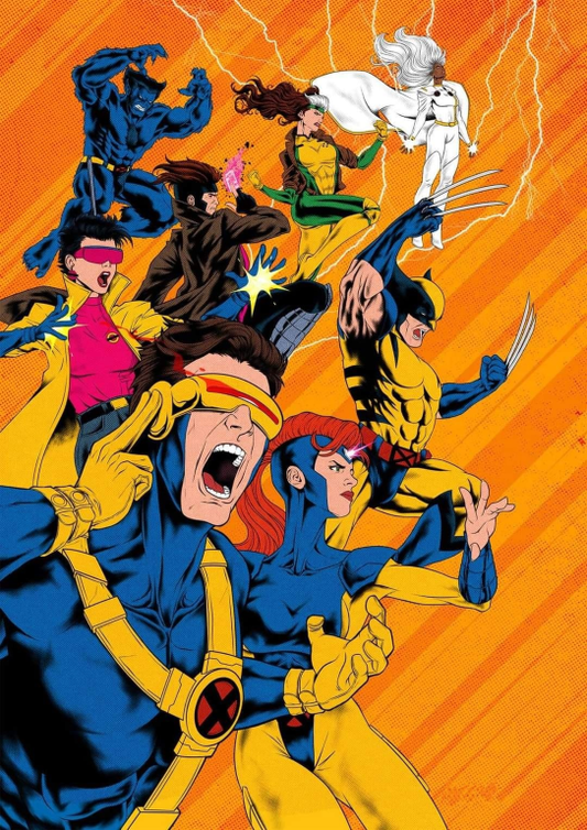 X Men Team Battle Print Poster