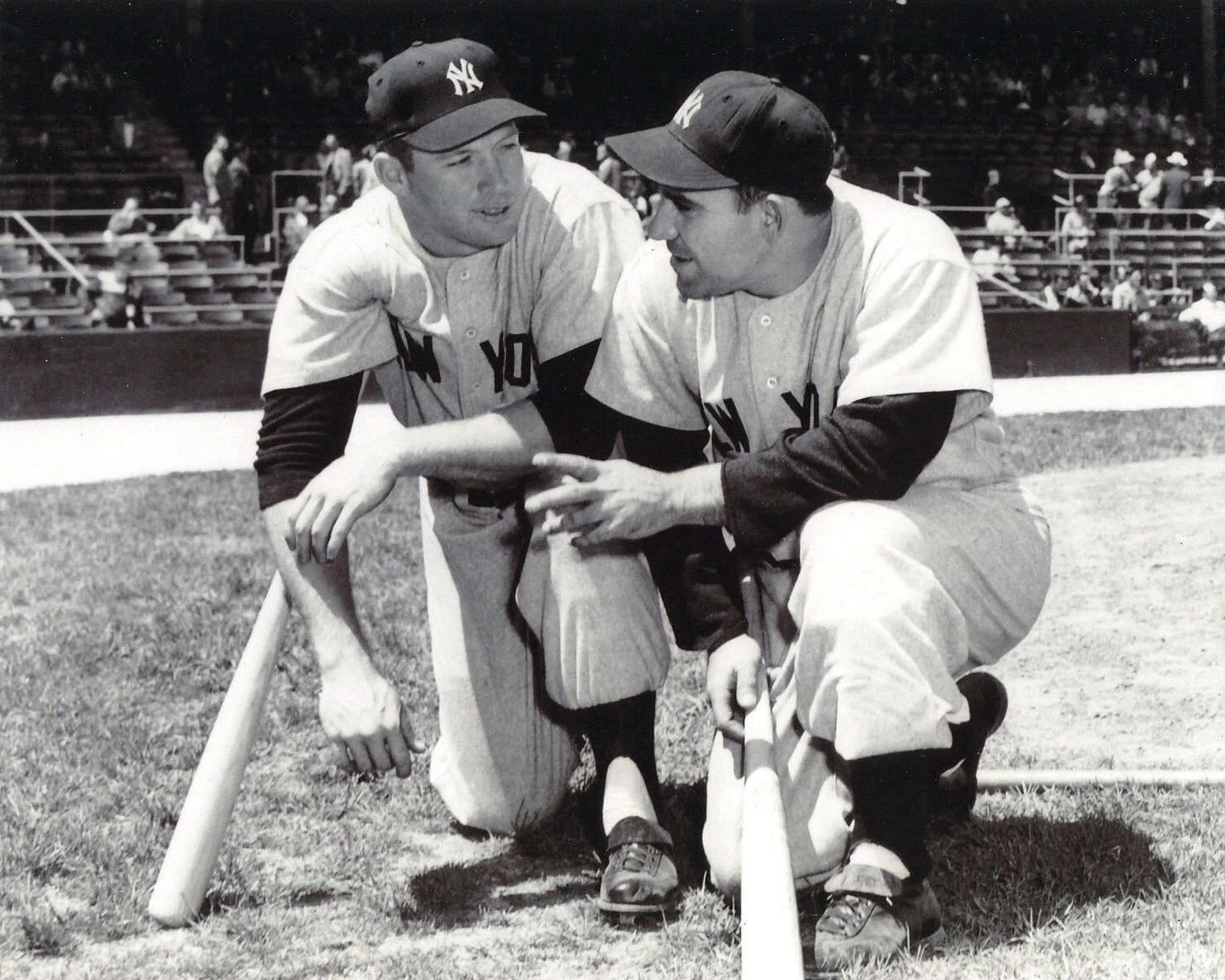 Yogi Berra & Mickey Mantle Photo New York Yankees Baseball Picture Bw