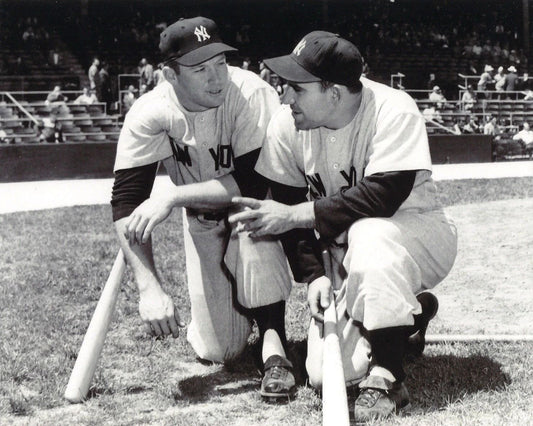 Yogi Berra & Mickey Mantle Photo New York Yankees Baseball Picture Bw