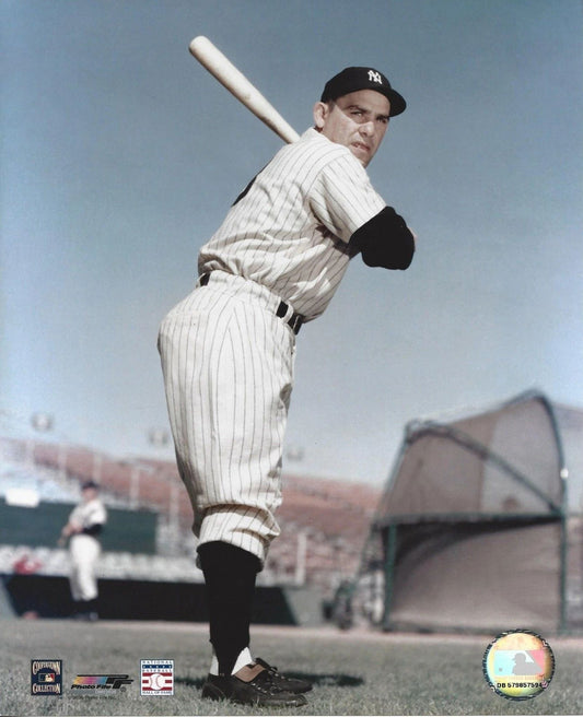 Yogi Berra Photo New York Yankees Ny Baseball Mlb Picture With Bat Color