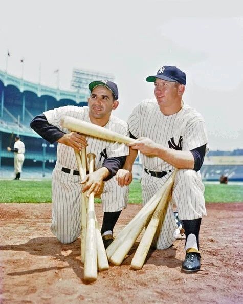 Yogi Berra And Mickey Mantle Glossy Photo New York Yankees Print