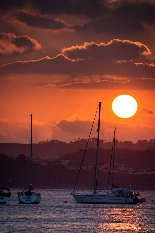 Yacht Sumdum Anchors At Sunset Landscape Jigsaw Puzzle