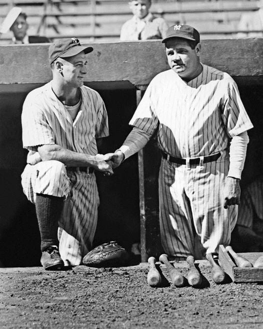 Yankees Babe Ruth And Lou Gehrig Glossy Photo New York Print