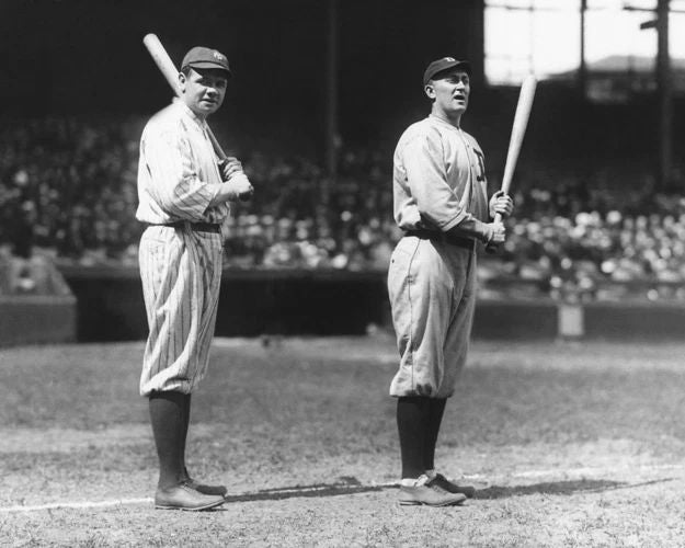 Yankees Babe Ruth And Tigers Ty Cobb Glossy Photo Baseball Print Poster