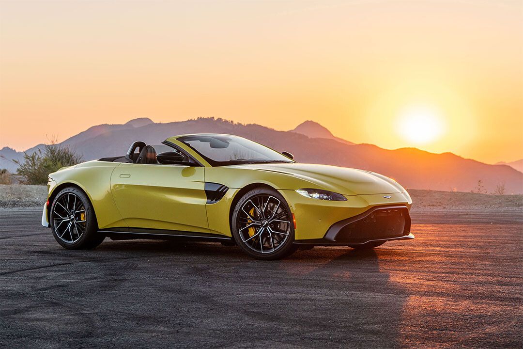 Yellow Sporty Car Aston Martin Vantage Roadster Wall Indoor Print Poster