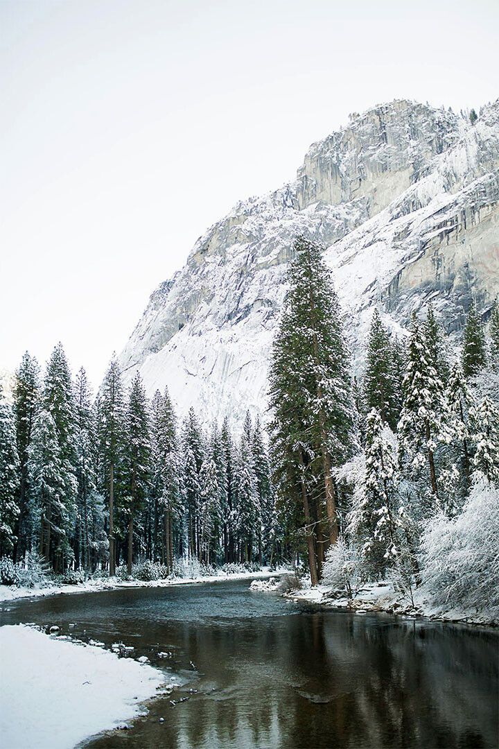 Yosemite Park In Winter Photo Nature Painting Wall Art Home Decor Poster