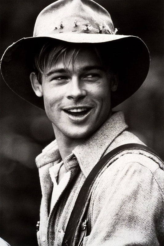 Young Brad Pitt Hat Black White Painting Jigsaw Puzzle