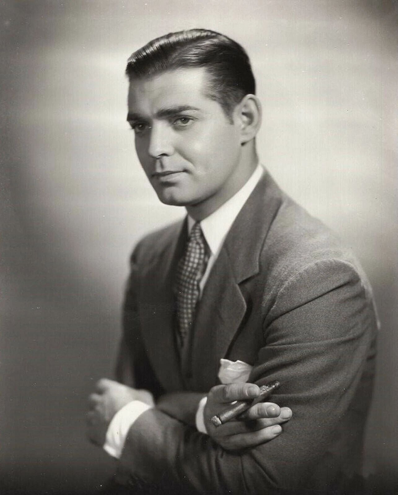 Young Clark Gable Portrait Classic Retro Hollywood Picture Keychain