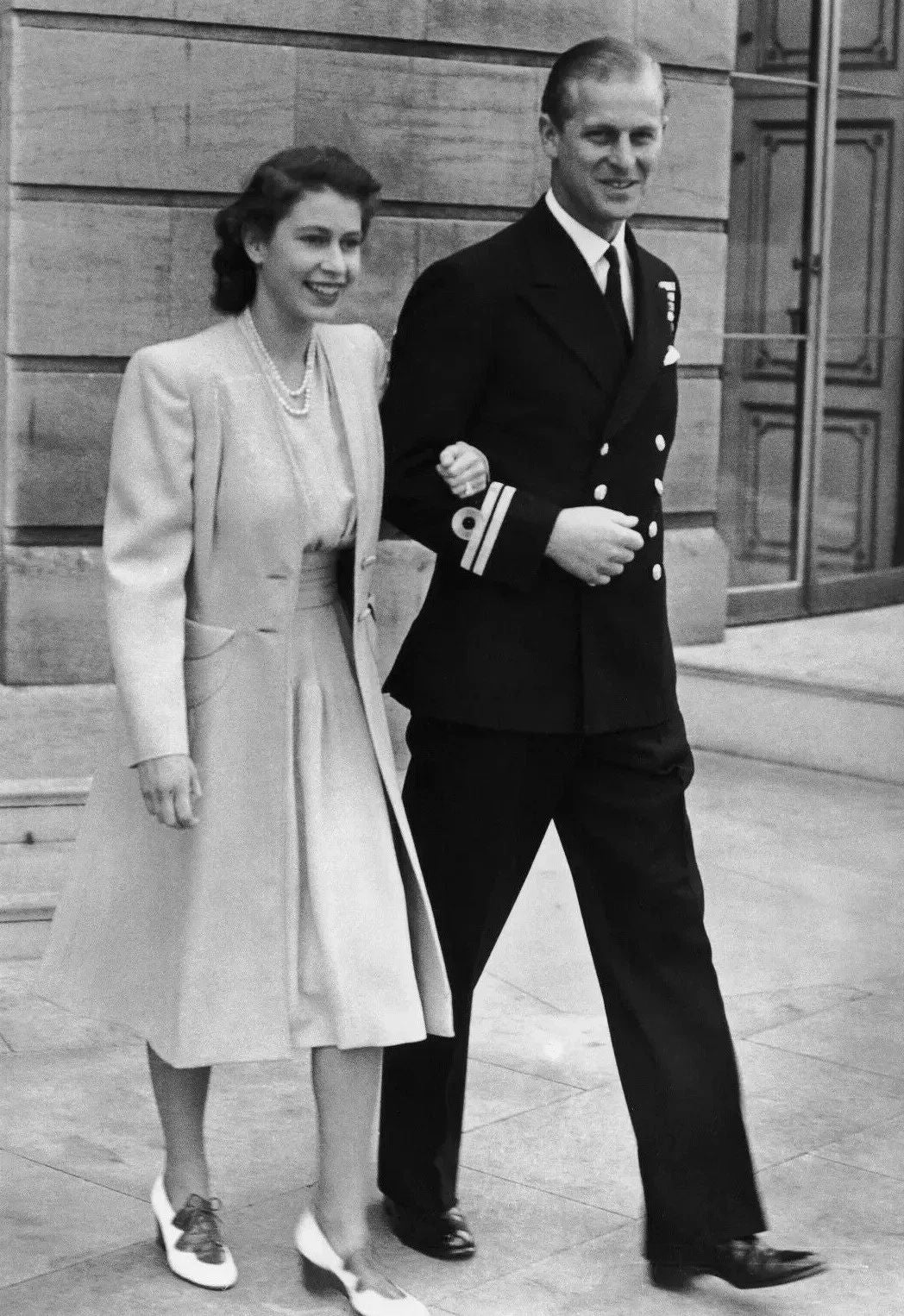 Young Queen Elizabeth & Prince Philip Picture Keychain Keychain Print England British