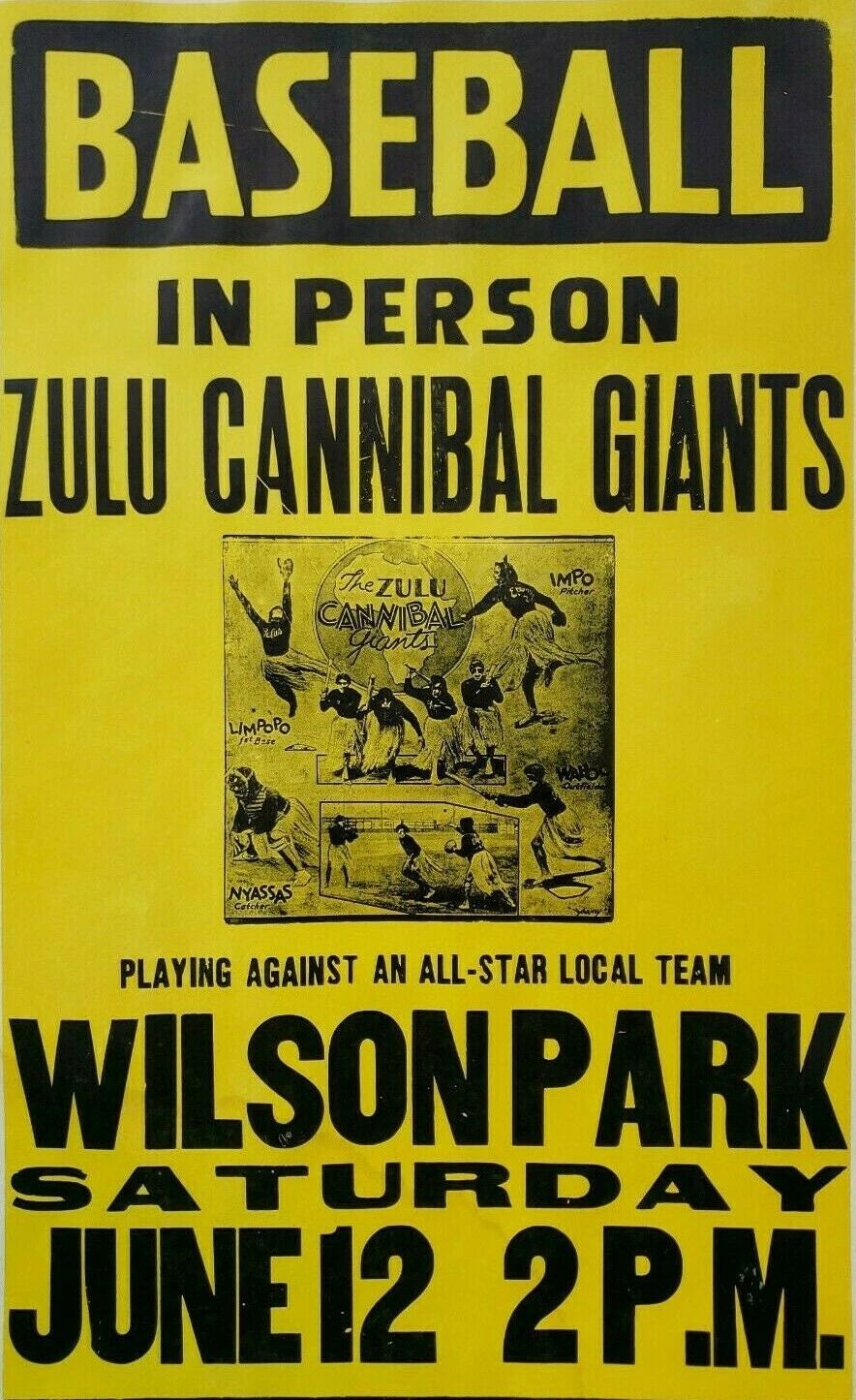 Zulu Cannibal Giants Team Photo Negro League Baseball Picture Wide Border