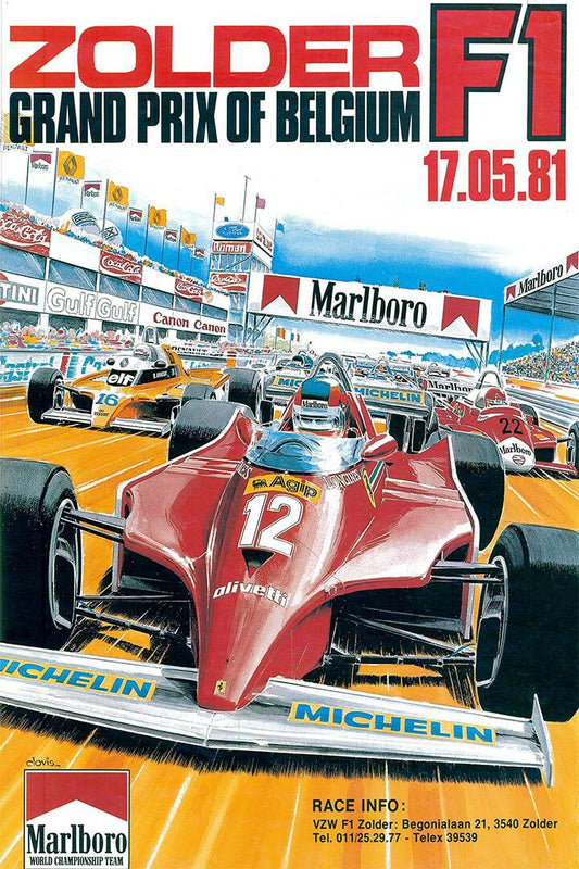 Zolder F1 1981 Racing Auto Vintage Racing Travel Wall Art Home Poster
