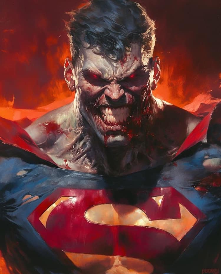 Zombie Superman Portrait (2) Keychain